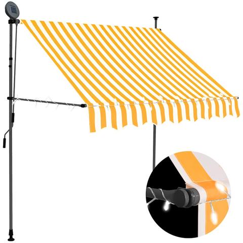 Lusso Casadino -  Tenda Da Sole Retrattile Manuale Led 200 Cm Bianca E Arancione - Foto 2