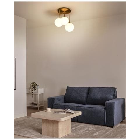 Lampadario A 3 Luci Riana Vetro Metallo Ottone - Foto 1