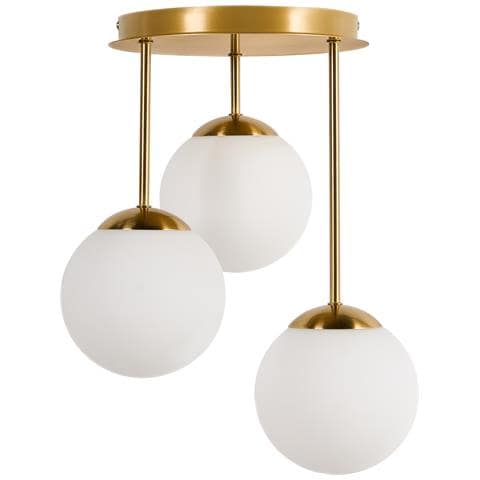 Lampadario A 3 Luci Riana Vetro Metallo Ottone - Foto 2