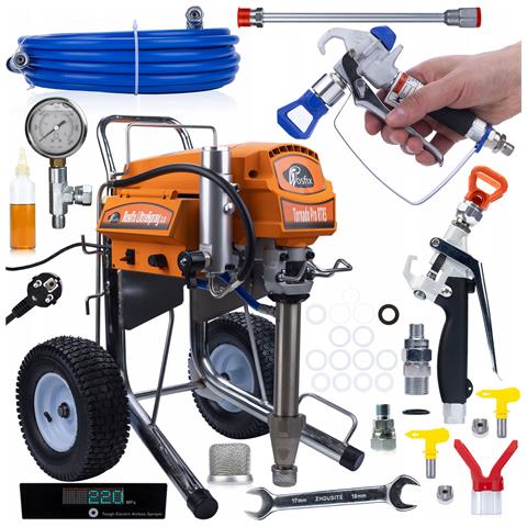 Set Agregato Verniciatura E Stucco Tornado Pro Rtr5 Ultraspray 4000w 22mpa 6,5l /min + Pistola Black Rain Br450 - Alta Qualità E Prestazioni - Foto 1