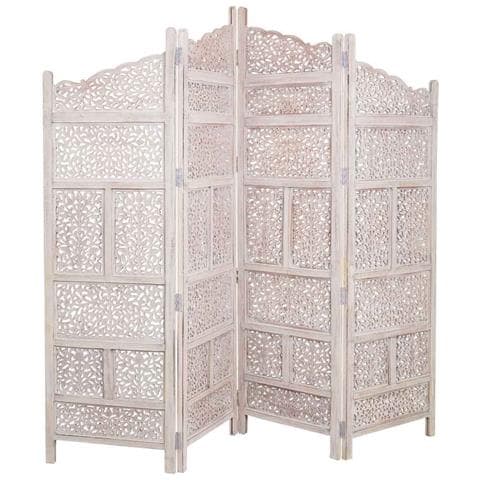 Paravento In Legno Bianco Fatto A Mano 50 (x4) x2x180h - Foto 1