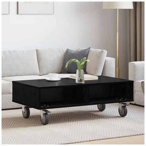 Tavolino con Ruote Rovere Nero 90 x 50 x 30 cm - Foto 2