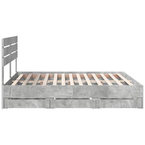 Struttura del letto con cassetto Grigio cemento 200 x 200 cm - Foto 9