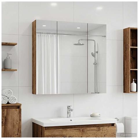 Mobiletto per specchio da bagno Legno vecchio 70 x 14,5 x 70 cm - Foto 2