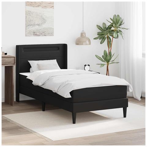 Struttura letto con materasso Nero 90 x 190 cm Pelle Sintetica - Foto 2