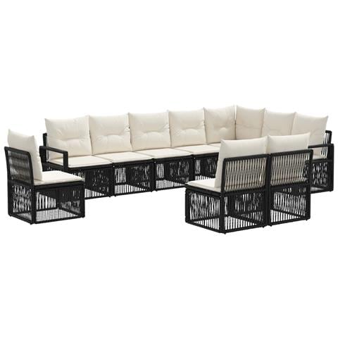 Set Divano da Giardino 10 pcs Nero polyrattan - Foto 1