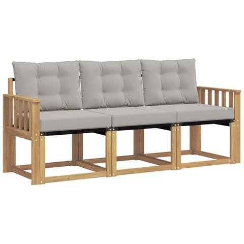 Set di divani da esterno 3 pcs Bianco e Grigio Chiaro - Foto 1