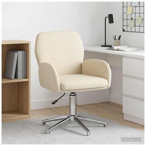 Sedia da scrivania girevole 54 x 58 x 90 cm Crema Tessuto - Foto 2