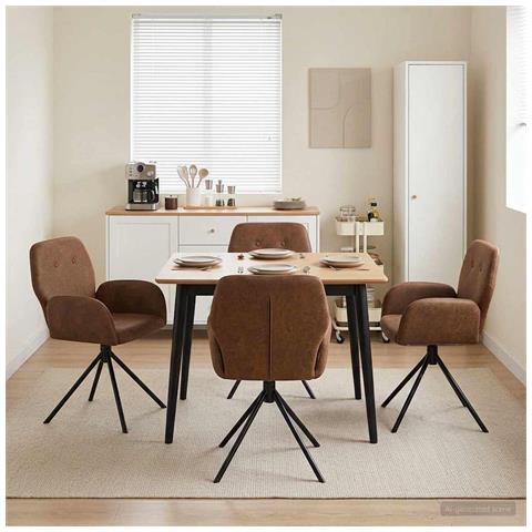 Sedie da pranzo girevoli 4 pcs Pelle Scamosciata Sintetica - Foto 2