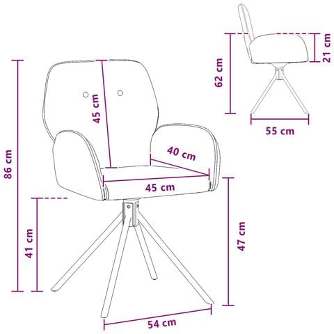 Sedie da pranzo girevoli 4 pcs Pelle Scamosciata Sintetica - Foto 8