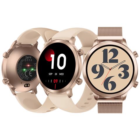 Smartwatch Zeno Con Ai / 1.43'' Amoled 466x466 / 2 Cinturini Inclusi / Chiamate / Frequenza Cardiaca, O2 Oro - Foto 1