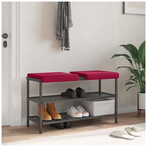 Cuscino per panchina 2 pz Velluto Rosso Vino Profondità 35 cm - Foto 2