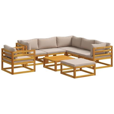 Set di divani 8 pz Naturale Legno di Acacia Massello - Foto 1