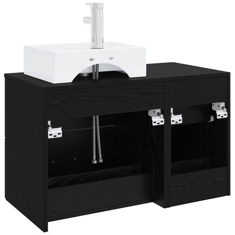 Set di mobili per il bagno 2 pz Rovere Nero - Foto 2