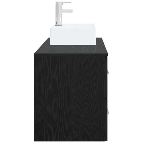 Set di mobili per il bagno 2 pz Rovere Nero - Foto 9