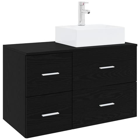 Set di mobili per il bagno 2 pz Rovere Nero - Foto 1