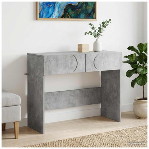 Consolle Grigio Cemento 96,5 x 38 x 75 cm Legno multistrato - Foto 2