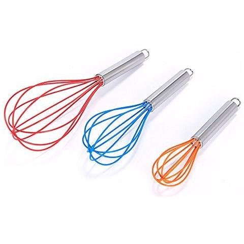 Frusta In Silicone Con Manico In Acciaio Inox, 3 Pz - Foto 1