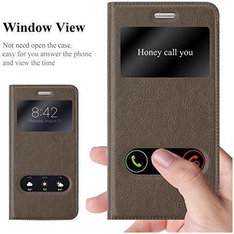 Custodia Compatibile Con Samsung Galaxy Grand Prime In Bruno Pietra - Coperchio Protettivo Con Chiusura Magnetica, Funzione Stand E 2 Finestre Di Visualizzazione - Foto 2