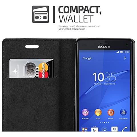 Custodia Compatibile Con Sony Xperia Z3 Compact In Bruno Caffè - Coperchio Protettiva Con Chiusura Magnetica, Funzione Stand E Tasca Per Le Carte - Foto 2