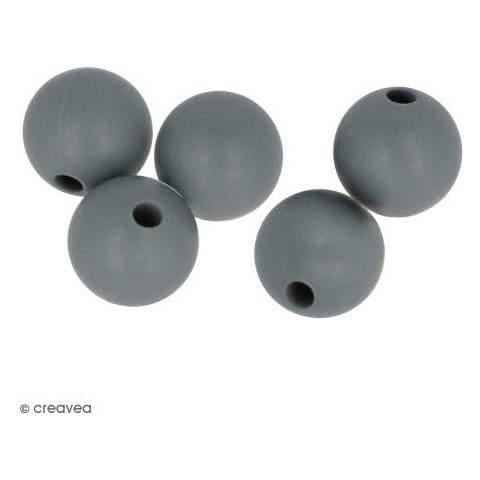 Perlina Di Silicone Tondo X 5 - 10 Mm - Grigio - Foto 1