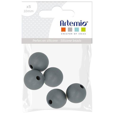 Perlina Di Silicone Tondo X 5 - 10 Mm - Grigio - Foto 4