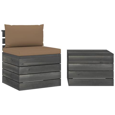 Set Divani da Giardino su Pallet 2 pz con Cuscini Massello Pino - Foto 1