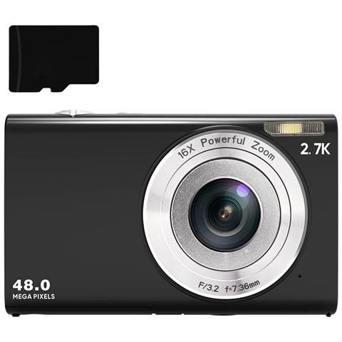 Fotocamera Digitale 48mp 2.7k Fhd 16x Zoom Digitale, Webcam, Autofocus Black - Foto 8