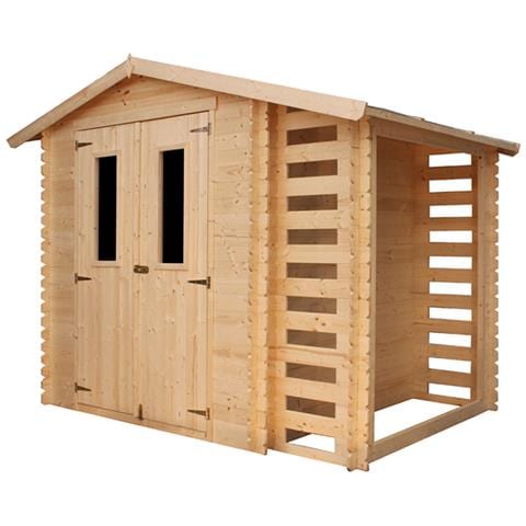 M386c Casetta Da Giardino In Legno Per Esterni Con Legnaia- L206xl272xa218 Cm / 3,53 M2 + 0,97 M2 - Piccola Casetta In Legno, Rimessa Attrezzi - Foto 1