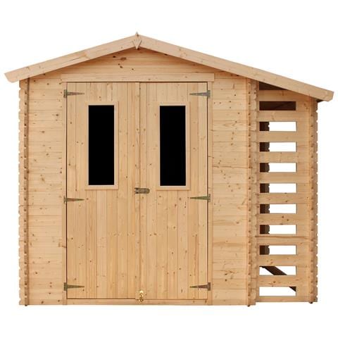 M386c Casetta Da Giardino In Legno Per Esterni Con Legnaia- L206xl272xa218 Cm / 3,53 M2 + 0,97 M2 - Piccola Casetta In Legno, Rimessa Attrezzi - Foto 2