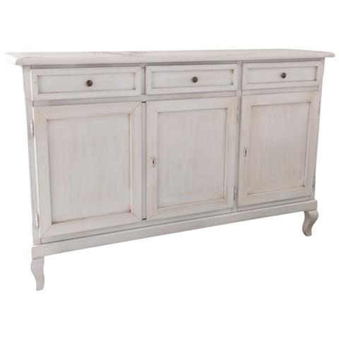Madia Credenza 3 Porte Legno Shabby Bianco Anticato 155x45x98 - Foto 1