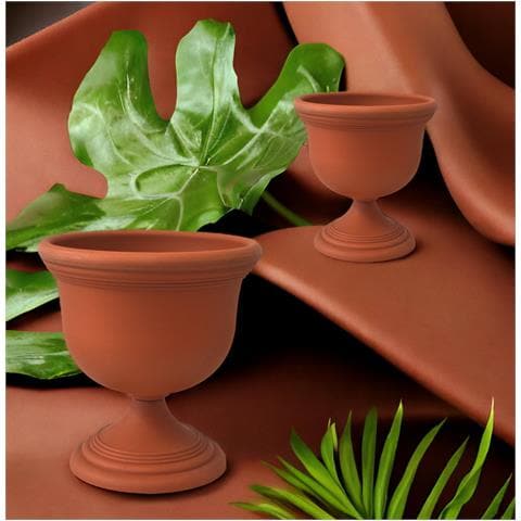 Vaso A Calice In Plastica Color Terracotta 40 Cm - Foto 2