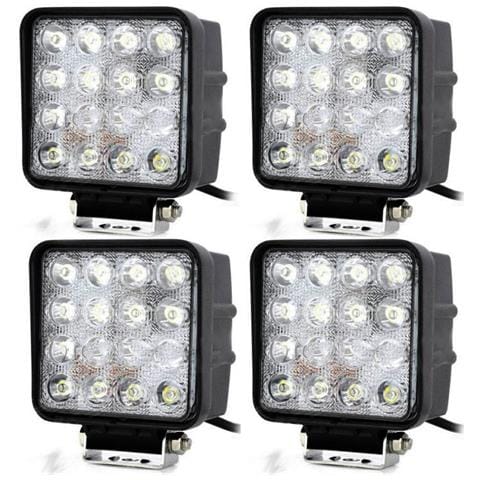 4x Faro Supplementare Profondita Auto Fuoristrada 12v Quadrato 16 Led 6000k 48w - Foto 1