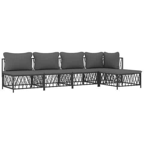 Set Salotto da Giardino 5 pz con Cuscini in Acciaio Antracite - Foto 2
