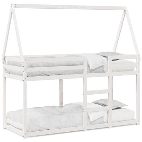 Letto a Castello con Tetto Bianco 90x200 cm in Legno di Pino - Foto 1