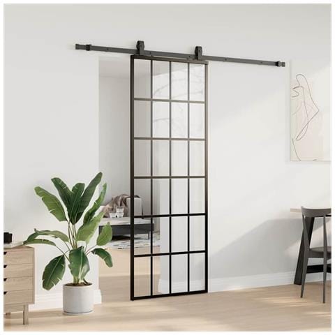 Porta Scorrevole con Ferramenta Nera 76x205 cm in Vetro ESG - Foto 8