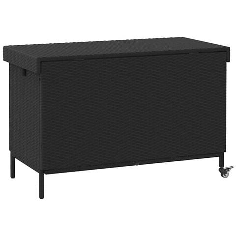 Contenitore da Giardino con Ruote Nero 110x55x73 cm Polyrattan - Foto 2