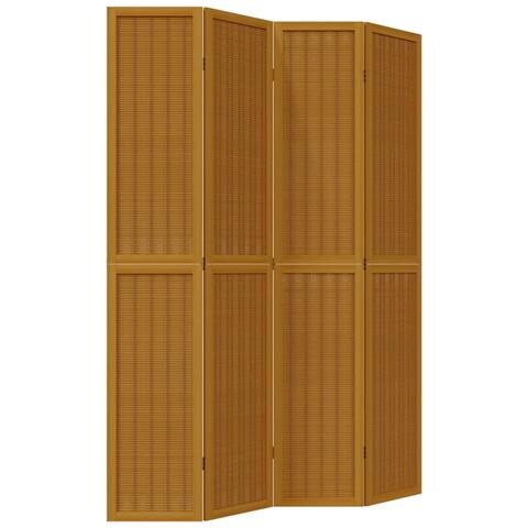 Divisorio Ambienti 4 Pannelli Marrone Legno Massello Paulownia - Foto 2