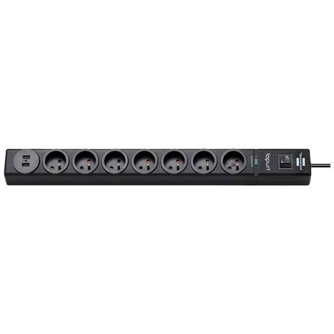 Multipresa 7 Vie Tipo E Con 2 Usb Con Protezione Da Sovratensione E Fulmine, Nero - Foto 2