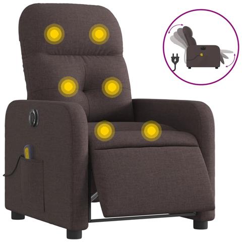 Lusso Casadino -  Poltrona Massaggio Reclinabile Elettrica Marrone Scuro Tessuto - Foto 1