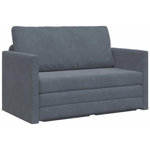 Divano Letto a Terra 2-in-1 Grigio Scuro 124x204x61 cm Velluto - Foto 1