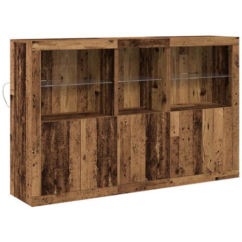 Sideboard con luci LED Legno Vecchio 162x37x100 cm Legno ingegnerizzato - Foto 1