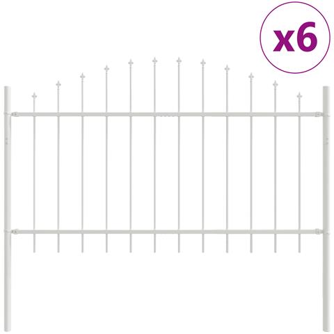 Recinzione da Giardino con Cima ad Arco Bianca 10.2x1 m Acciaio - Foto 1