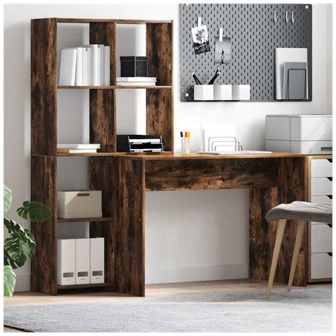 Scrivania Rovere fumo 138.5 x 55 x 143 cm Legno multistrato - Foto 2