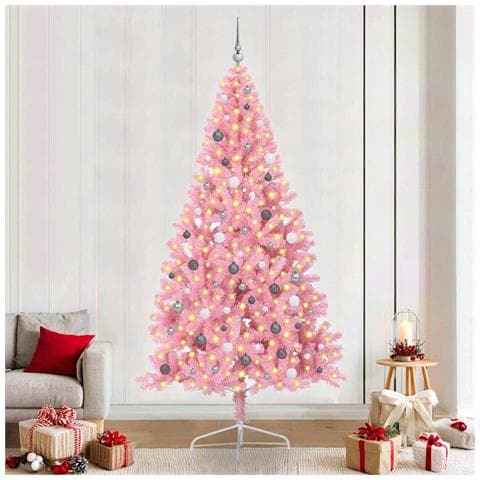 Albero di Natale con luci a corde decorative Rosa 240 cm PVC - Foto 2