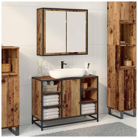 Mobiletto per specchio da bagno Legno vecchio 65 x 20 x 60 cm - Foto 2