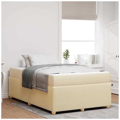 Struttura letto con materasso Crema 120 x 190 cm Tessuto - Foto 2