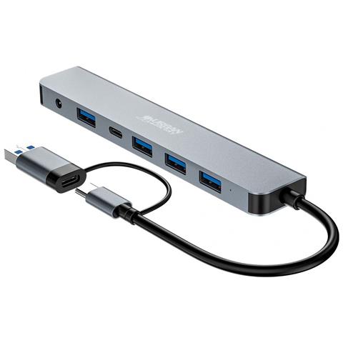 Hub Minee Usb-a /c Con 7 Porte Multi-connettore Usb Ultraveloce 3.0 15 Cm, Grigio - Foto 1