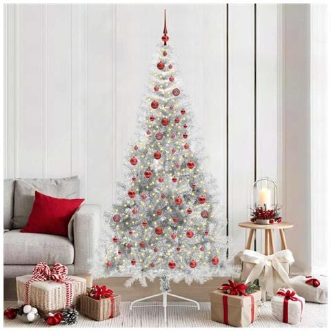 Albero di Natale artificiale con luci integrate Argento 210 cm - Foto 2