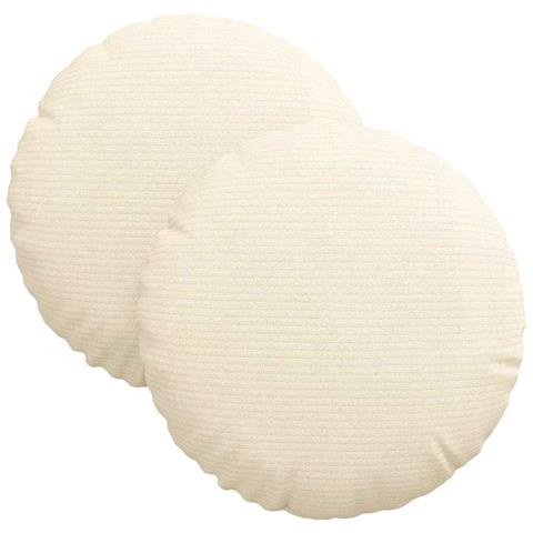 Cuscini per Seduta 2 pcs Crema Ø 30 cm Tessuto in Cords - Foto 1